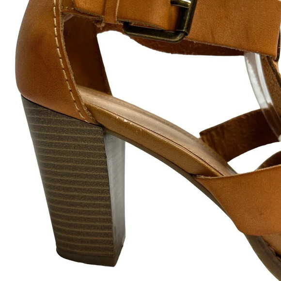 Lane Bryant Strappy Caged Heeled Sandals Cognac Brown Leather Sz. 11w - Picture 11 of 13